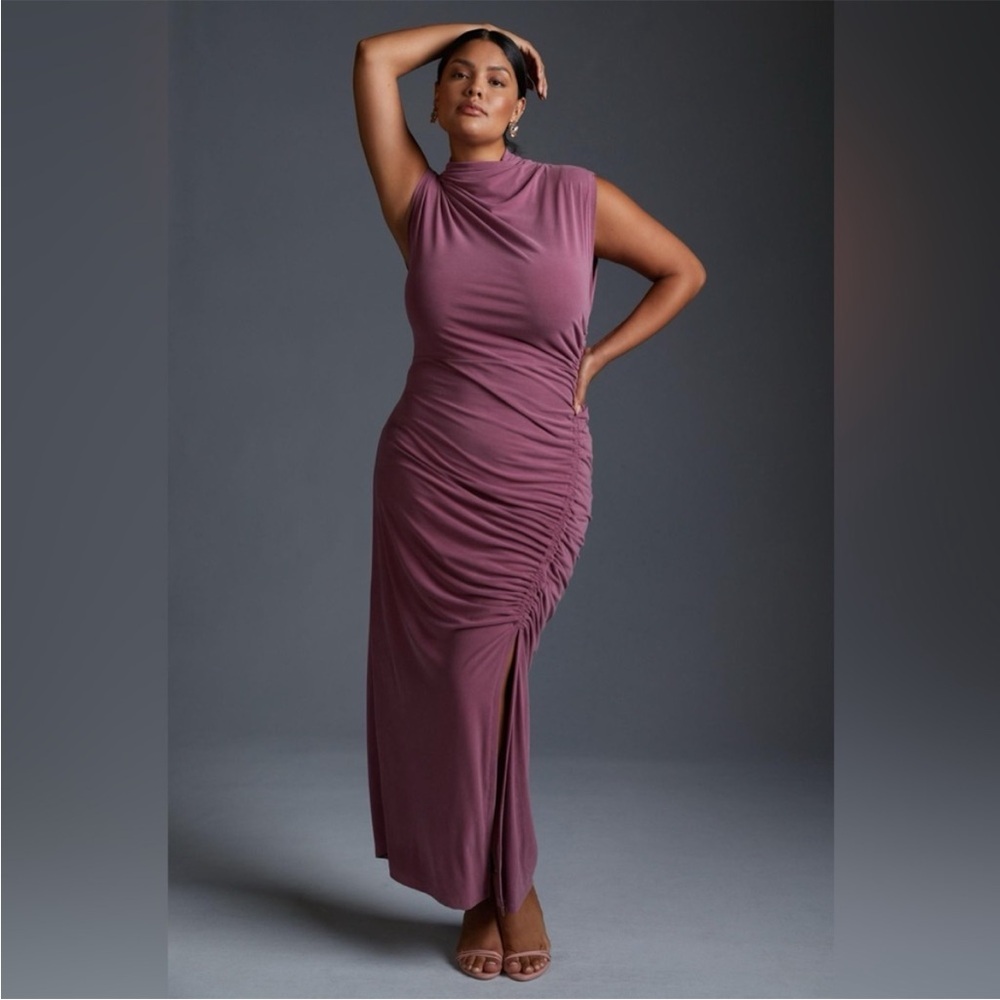 Anthropologie Maya Ruched Cowl-Neck Dress - Purple